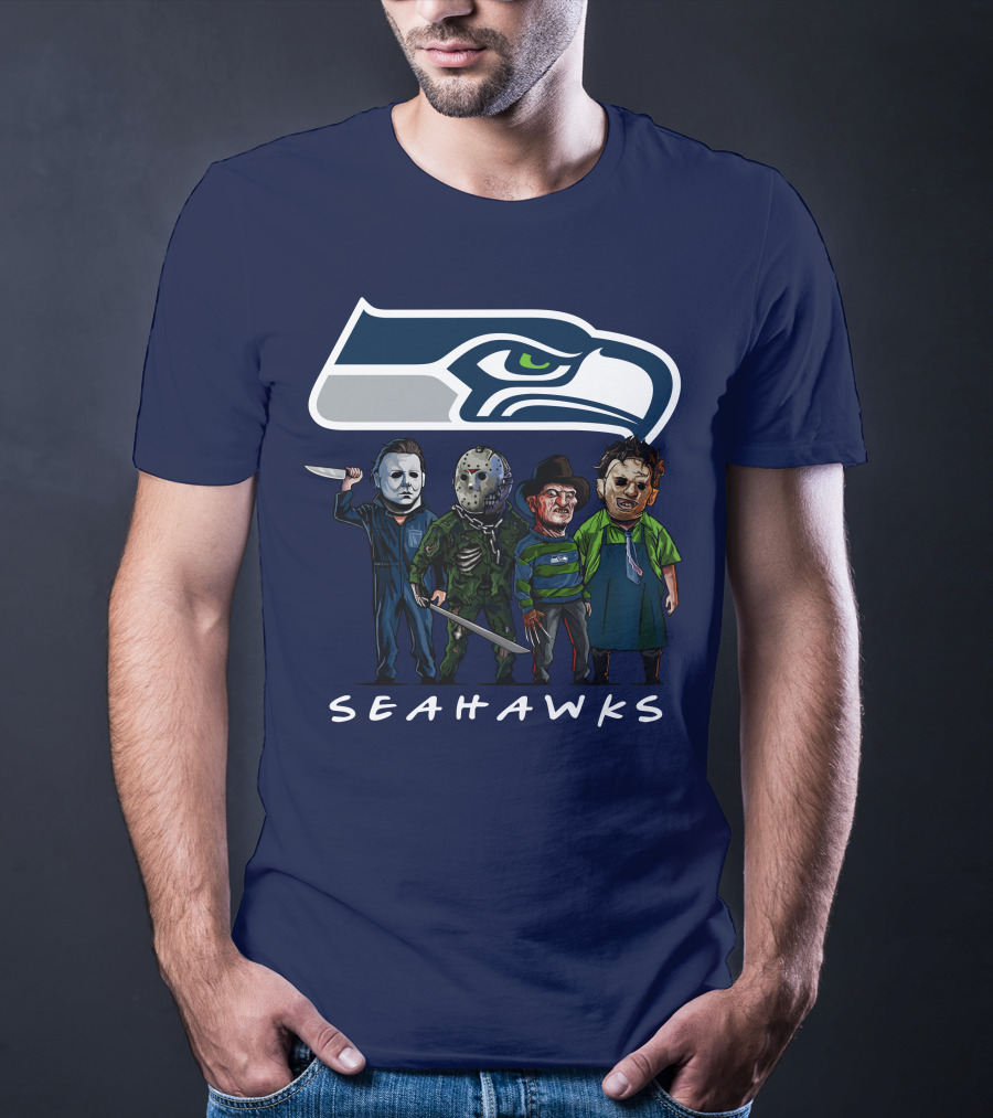 Seattle Seahawks Halloween The Slasher Squad Teams Horror Characters T-Shirt