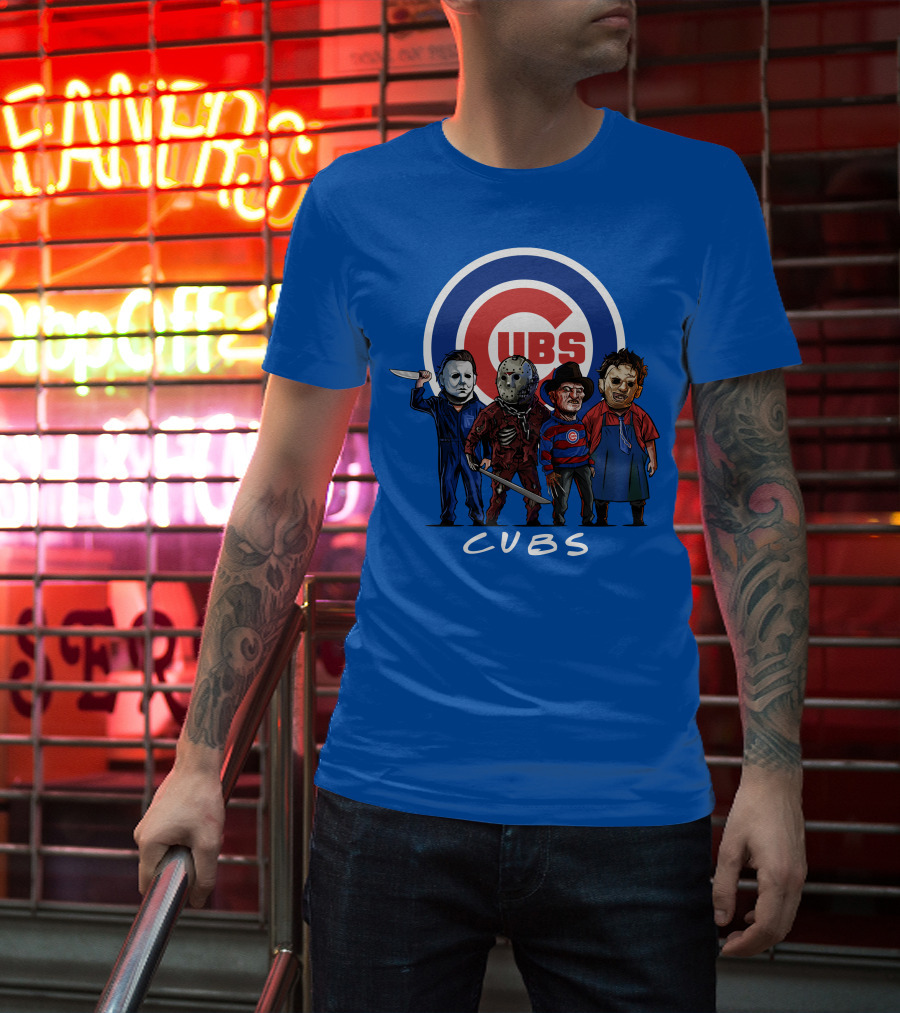Chicago Cubs Halloween Slasher Squad Featuring Iconic Horror Characters T-Shirt