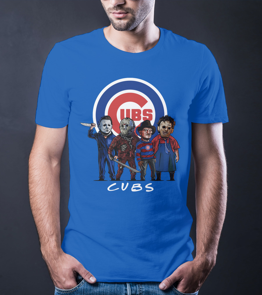 Chicago Cubs Halloween Slasher Squad Featuring Iconic Horror Characters T-Shirt