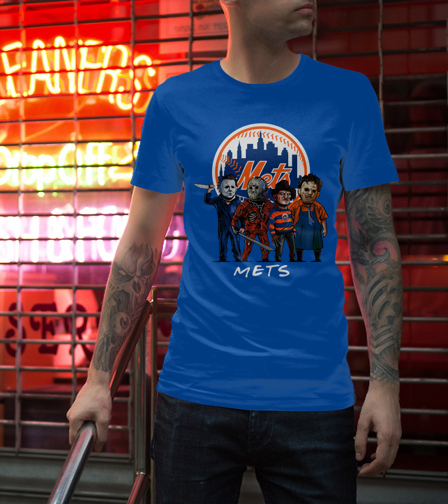 New York Mets Halloween The Slasher Squad Mets Team Characters T-Shirt
