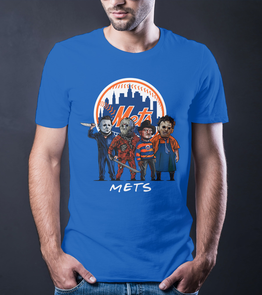 New York Mets Halloween The Slasher Squad Mets Team Characters T-Shirt