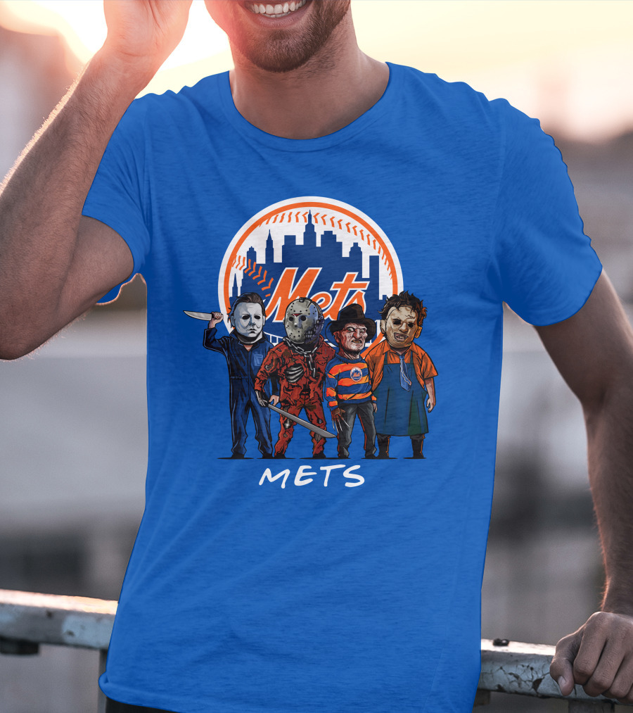 New York Mets Halloween The Slasher Squad Mets Team Characters T-Shirt