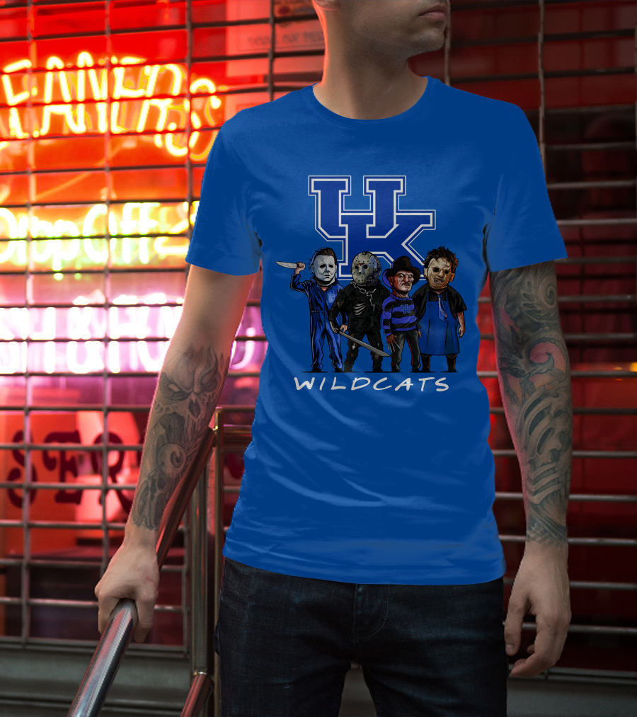 Kentucky Wildcats Halloween Horror Characters Team Up With Iconic Slashers T-Shirt