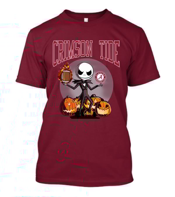 Crimson Tide Alabama Jack Skellington Halloween Football Pumpkins T-Shirt