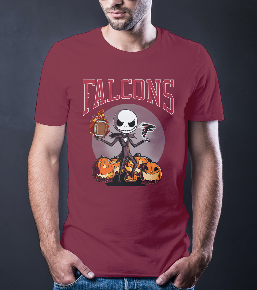 Falcons Halloween Jack Skellington Atlanta Football Pumpkin T-Shirt