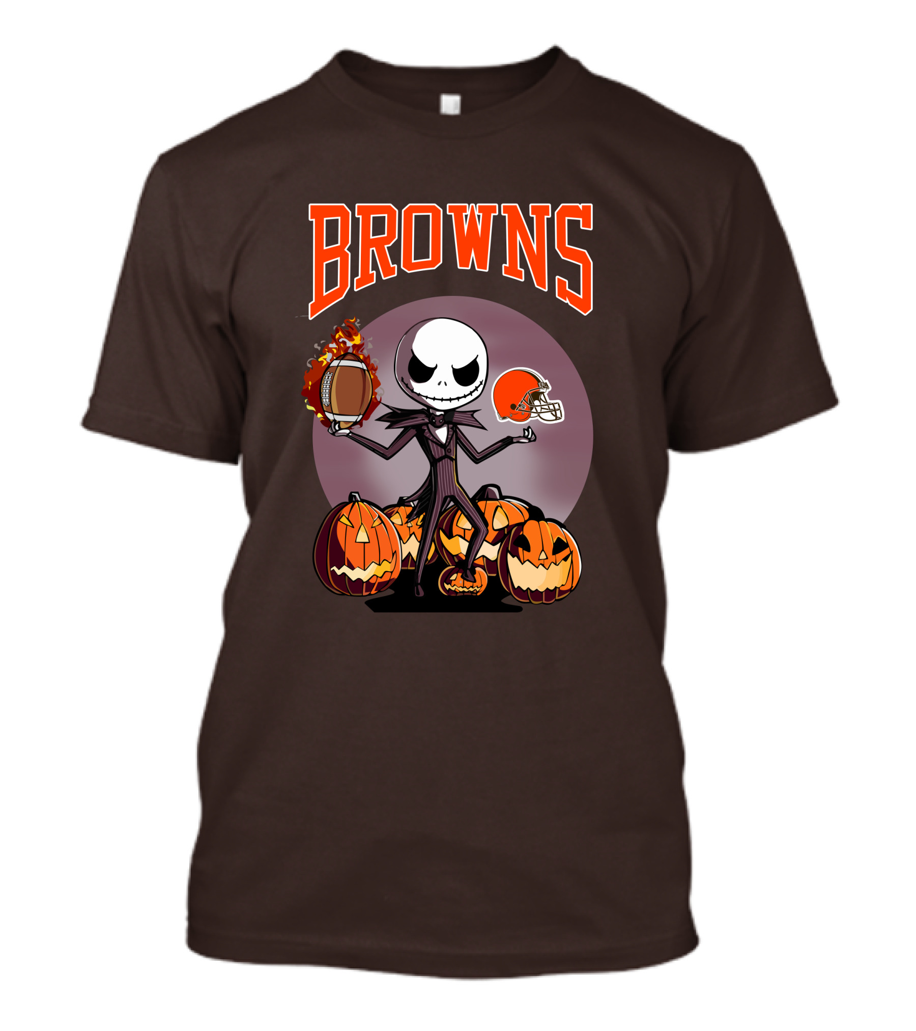 Browns Jack Skellington Cleveland Halloween Football Pumpkins T-Shirt