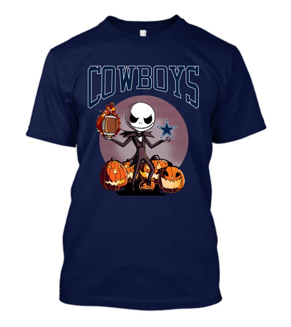 Cowboys Jack Skellington Halloween Football Pumpkins T-Shirt