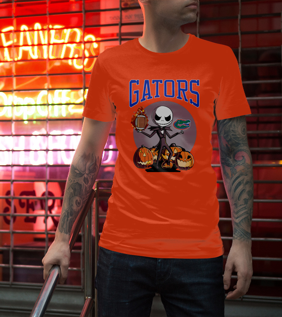 Gators Jack Skellington Florida Halloween Football Pumpkins T-Shirt