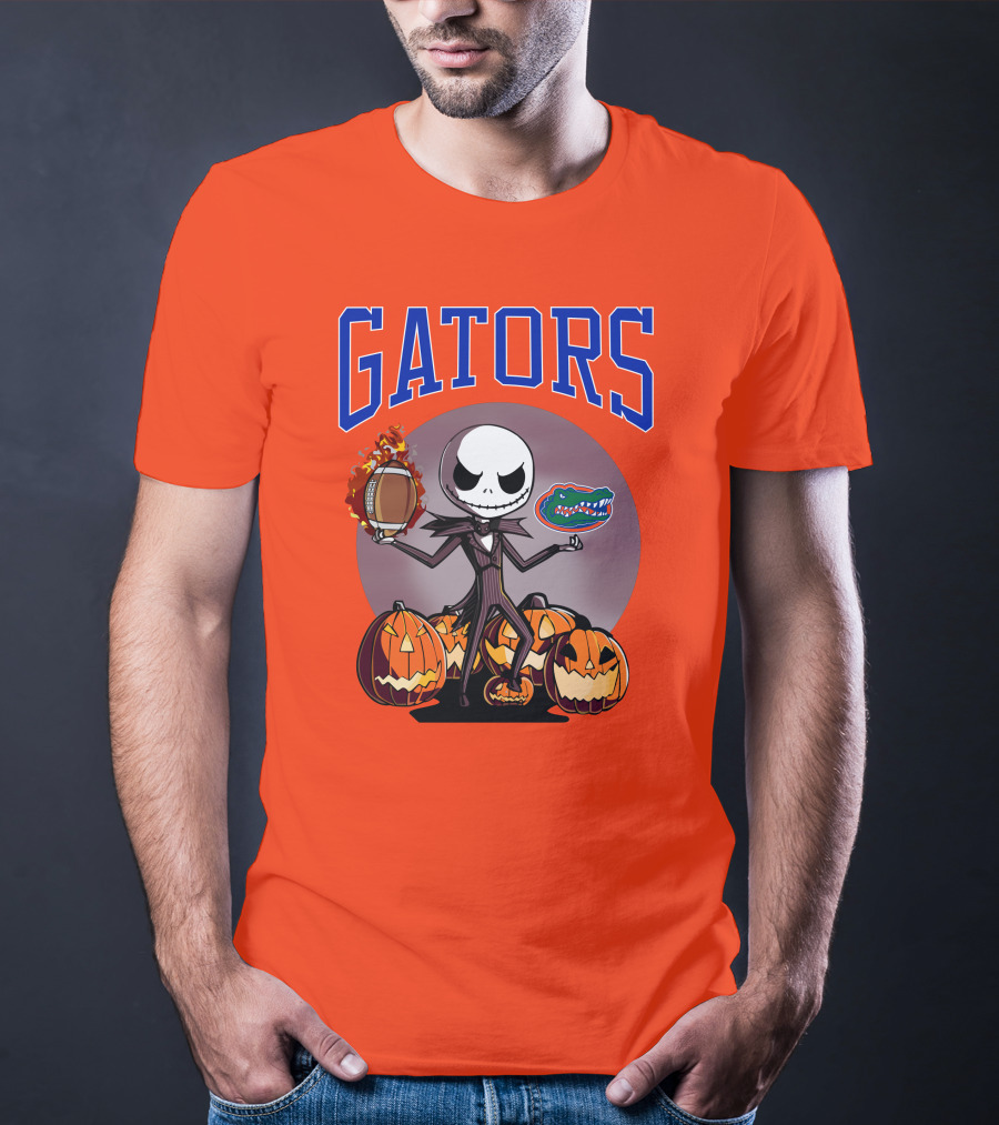Gators Jack Skellington Florida Halloween Football Pumpkins T-Shirt