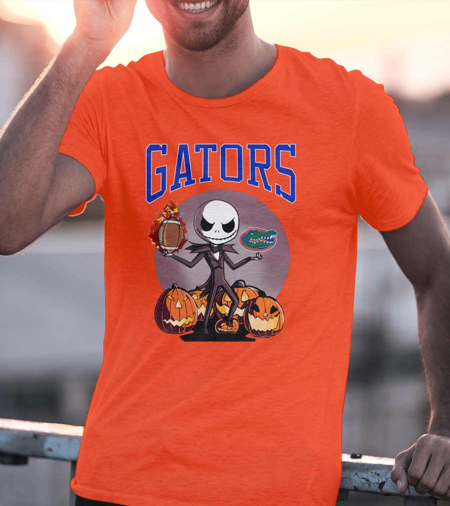 Gators Jack Skellington Florida Halloween Football Pumpkins T-Shirt
