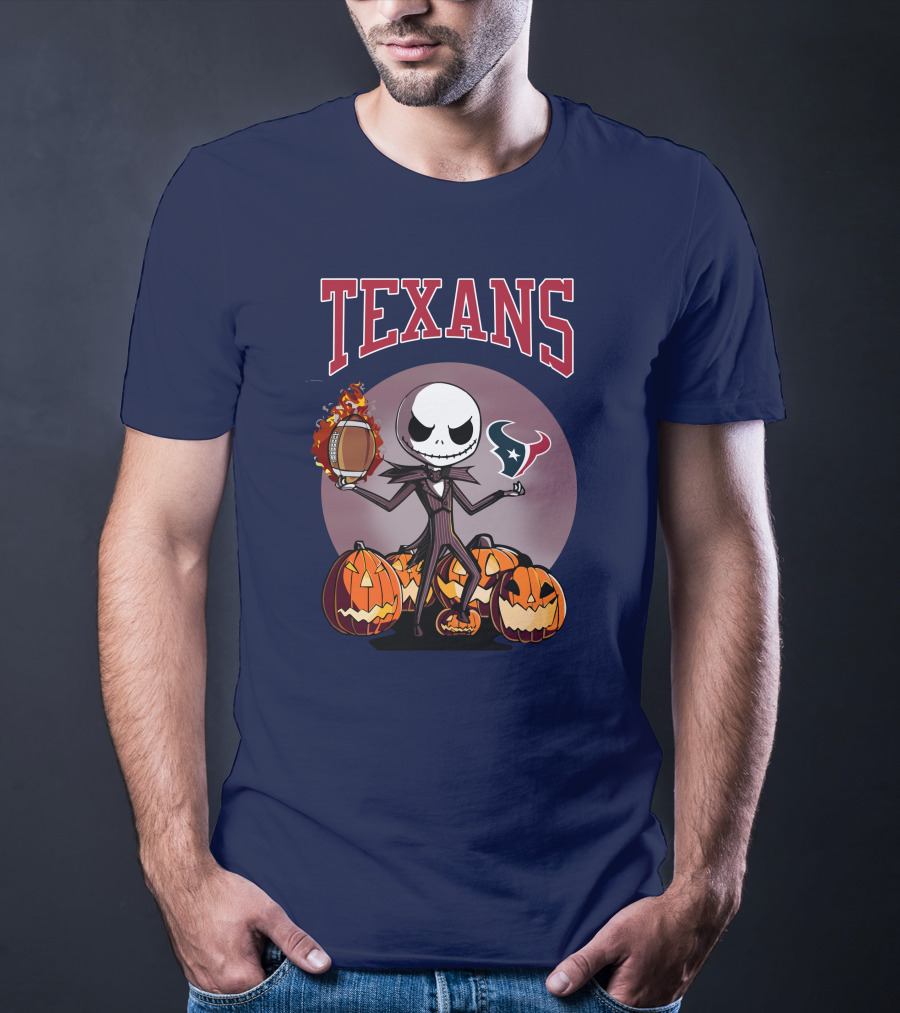 Texans Halloween Jack Skellington Football Pumpkins T-Shirt