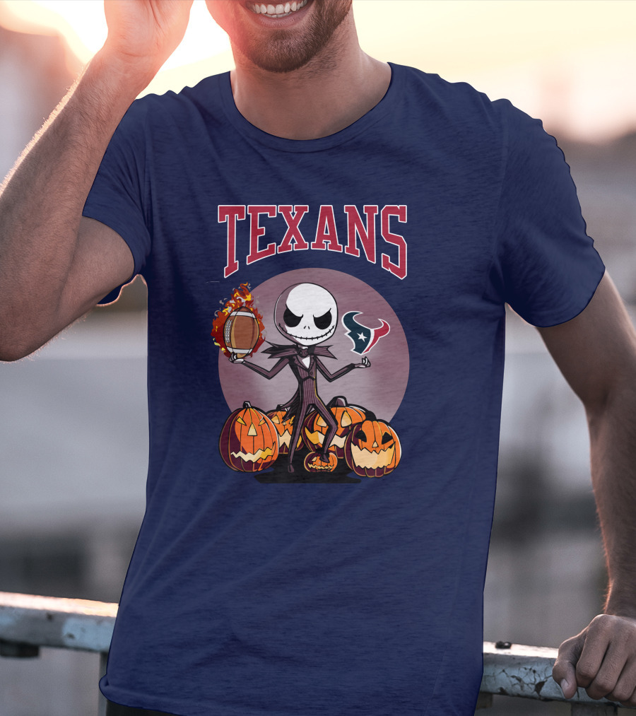 Texans Halloween Jack Skellington Football Pumpkins T-Shirt