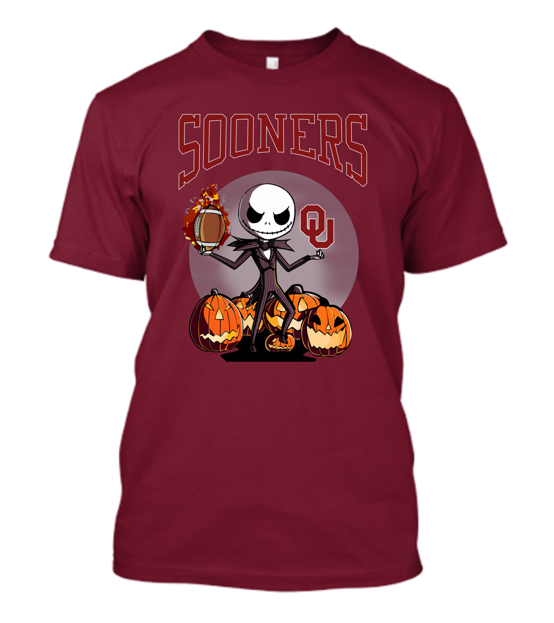 Sooners Halloween Jack Skellington OU Football Pumpkins T-Shirt