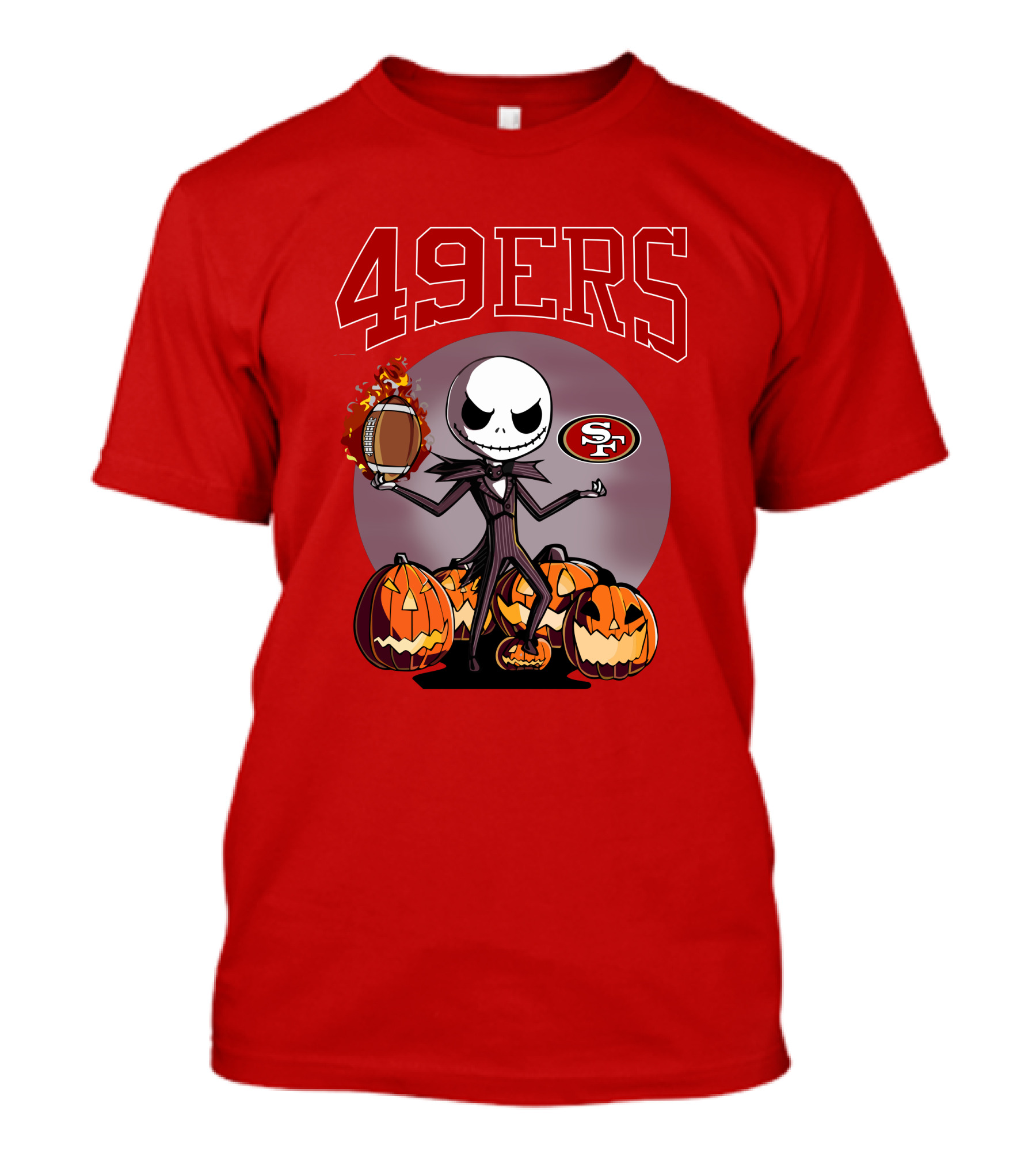 49ers Jack Skellington Halloween Pumpkins Sf Football T-Shirt