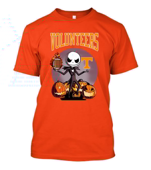 Tennessee Volunteers Jack Skellington Halloween Football Pumpkins T-Shirt