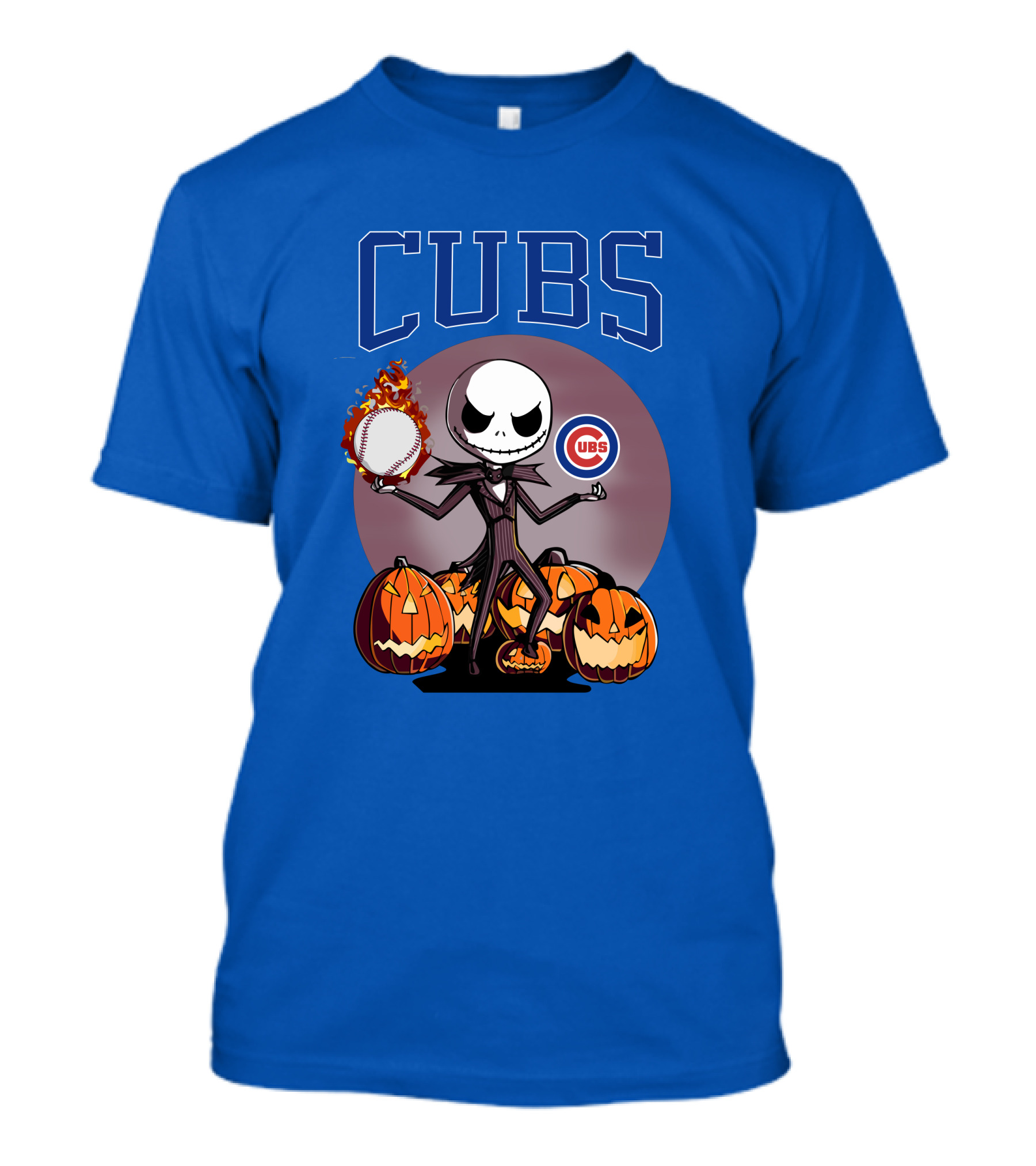 Cubs Jack Skellington Halloween Baseball Pumpkin T-Shirt
