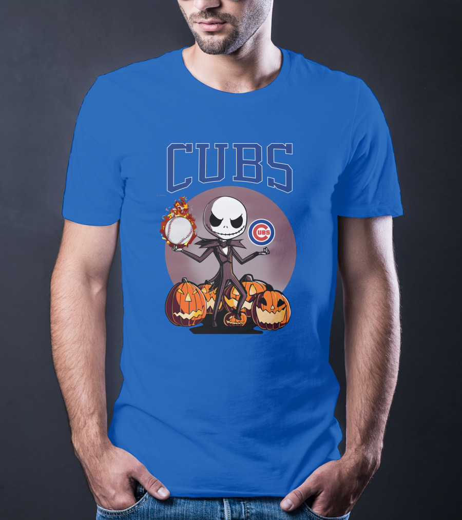 Cubs Jack Skellington Halloween Baseball Pumpkin T-Shirt
