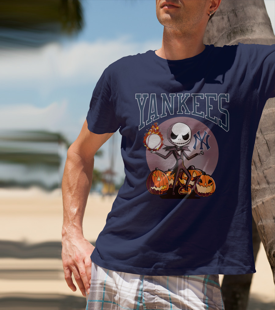 Yankees Jack Skellington Halloween Baseball Pumpkins T-Shirt