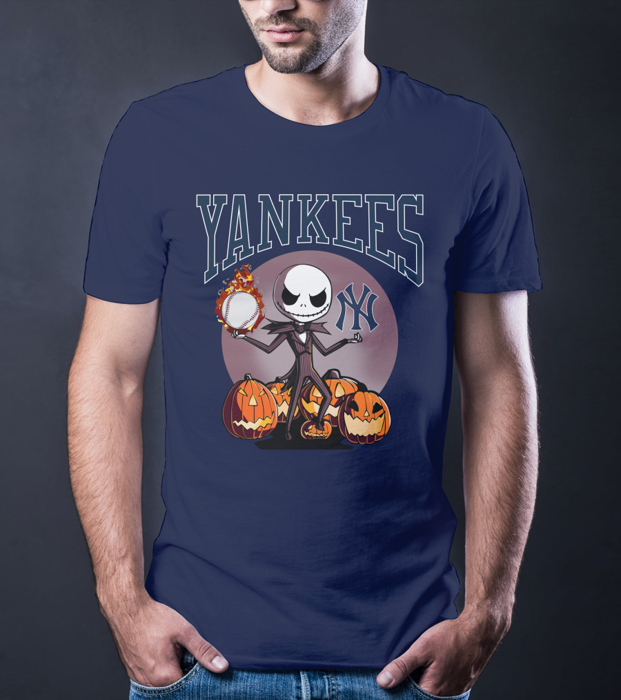 Yankees Jack Skellington Halloween Baseball Pumpkins T-Shirt
