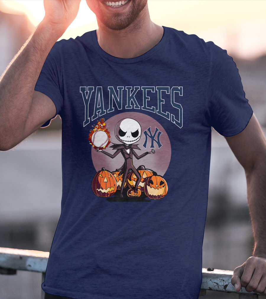 Yankees Jack Skellington Halloween Baseball Pumpkins T-Shirt