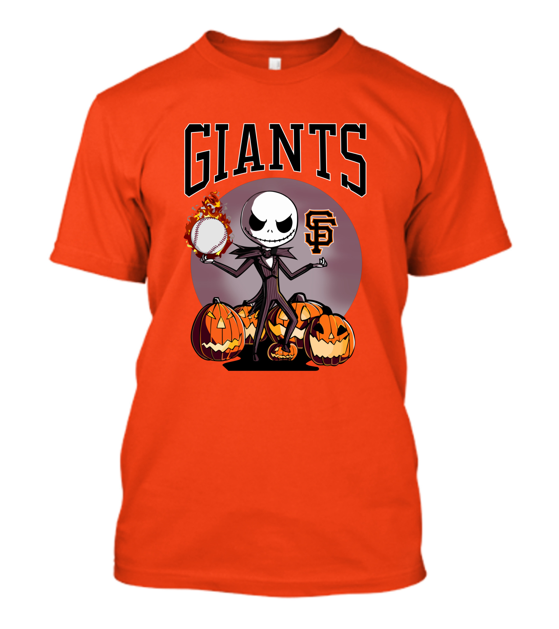 Giants Jack Skellington SF Logo Halloween Pumpkins Baseball T-Shirt