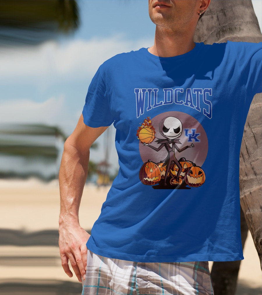 Wildcats UK Jack Skellington Halloween Basketball Pumpkins T-Shirt