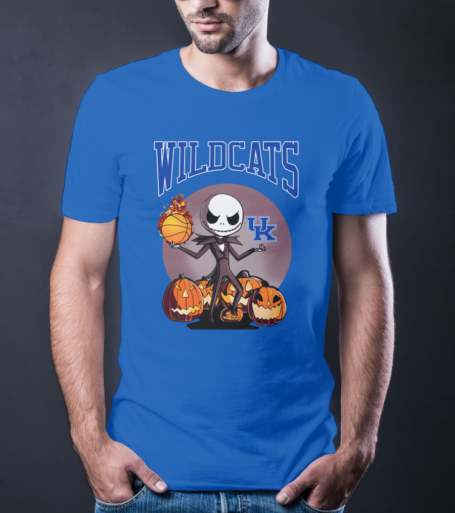 Wildcats UK Jack Skellington Halloween Basketball Pumpkins T-Shirt