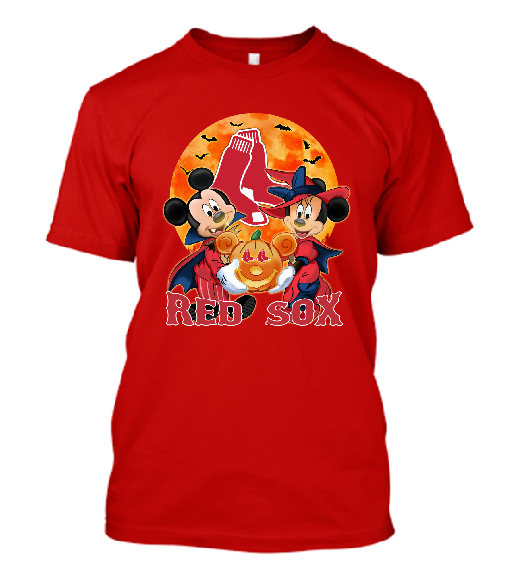 Boston Red Sox Mickey And Minnie Mouse Halloween Pumpkin T-Shirt