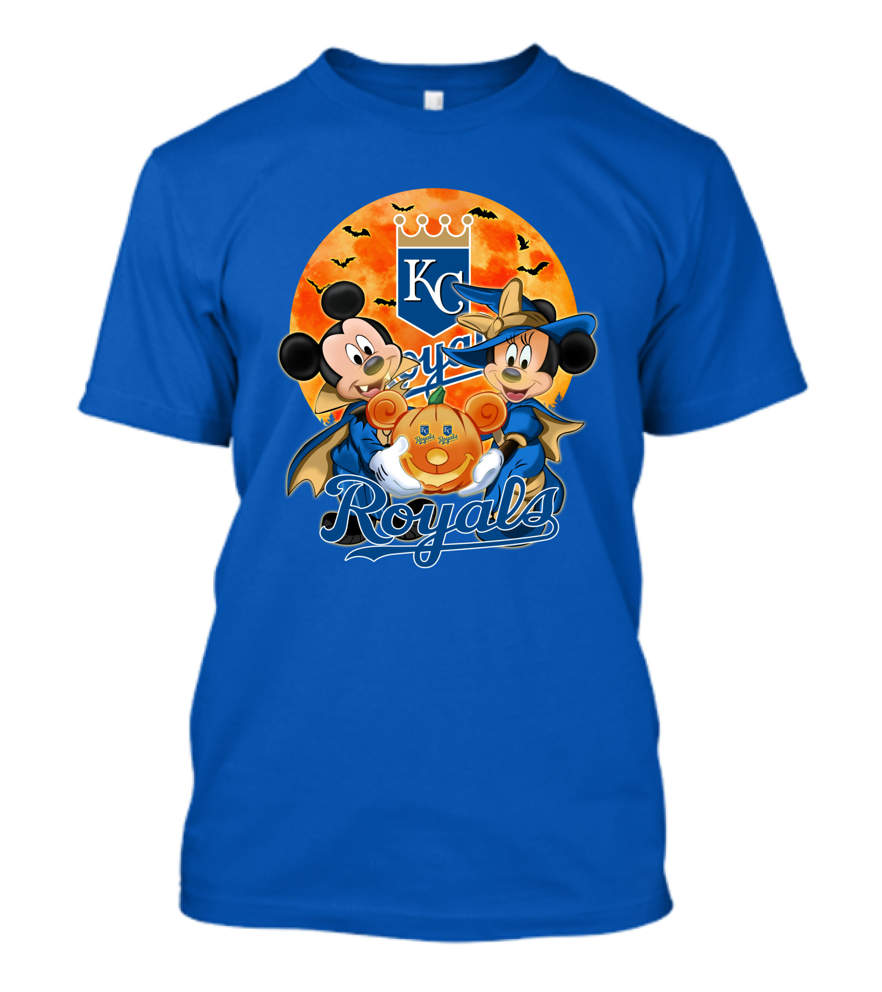 Kansas City Royals Mickey Mouse And Minnie Mouse Halloween Pumpkin Magic T-Shirt
