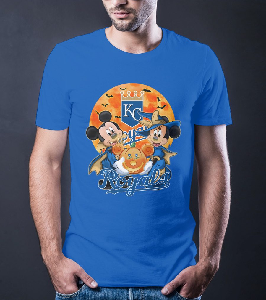 Kansas City Royals Mickey Mouse And Minnie Mouse Halloween Pumpkin Magic T-Shirt