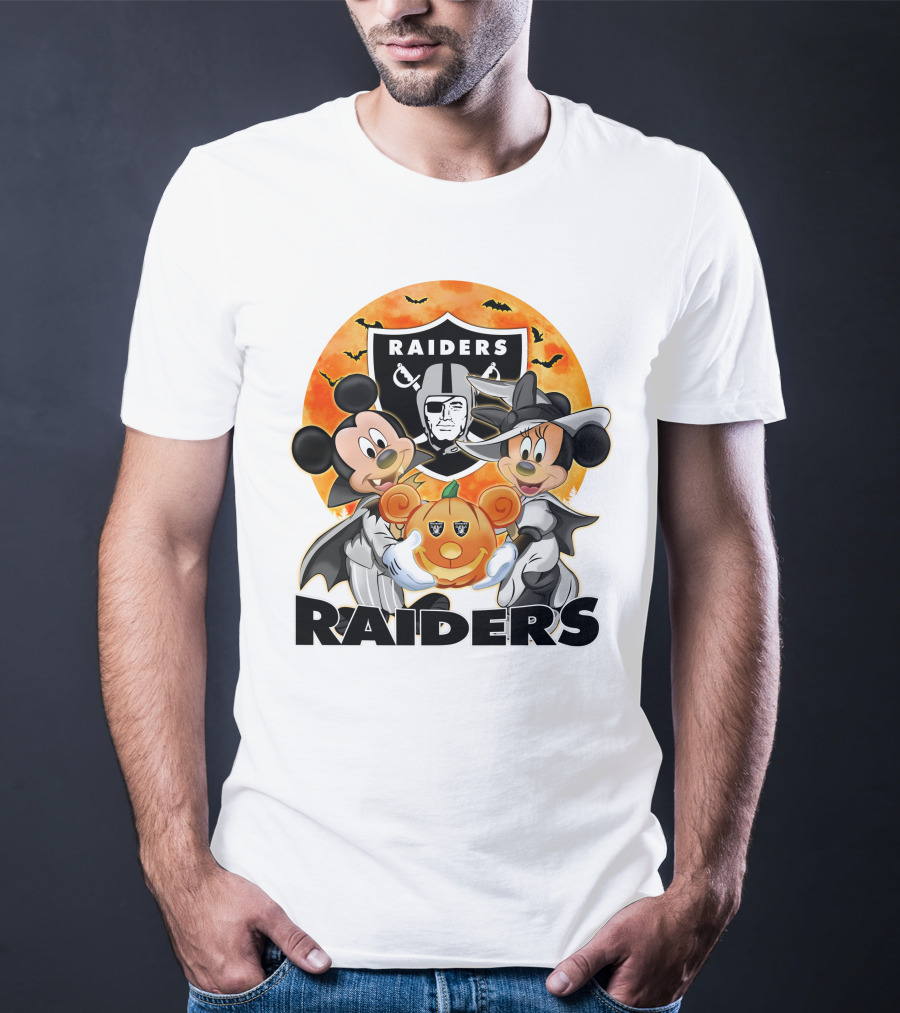 Las Vegas Raiders Mickey Mouse Minnie Mouse Halloween Pumpkin T-Shirt