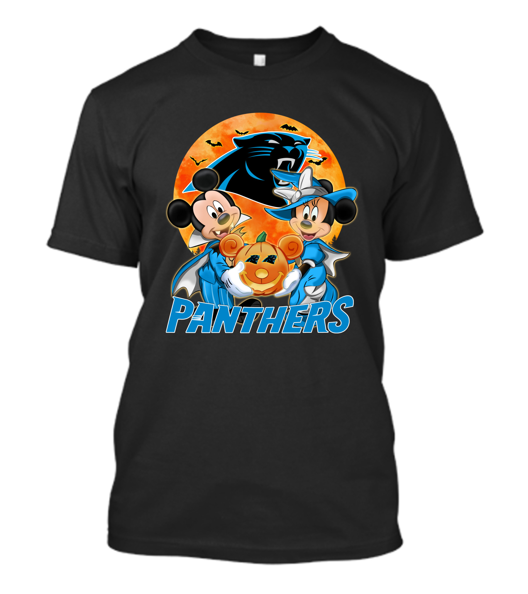 Carolina Panthers Mickey Mouse Minnie Mouse Halloween Pumpkin T-Shirt
