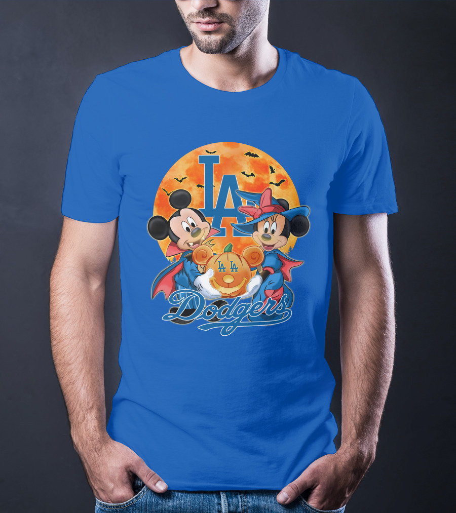 LA Dodgers Mickey Mouse Minnie Mouse Halloween Pumpkin Magic T-Shirt