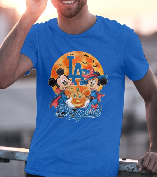 LA Dodgers Mickey Mouse Minnie Mouse Halloween Pumpkin Magic T-Shirt