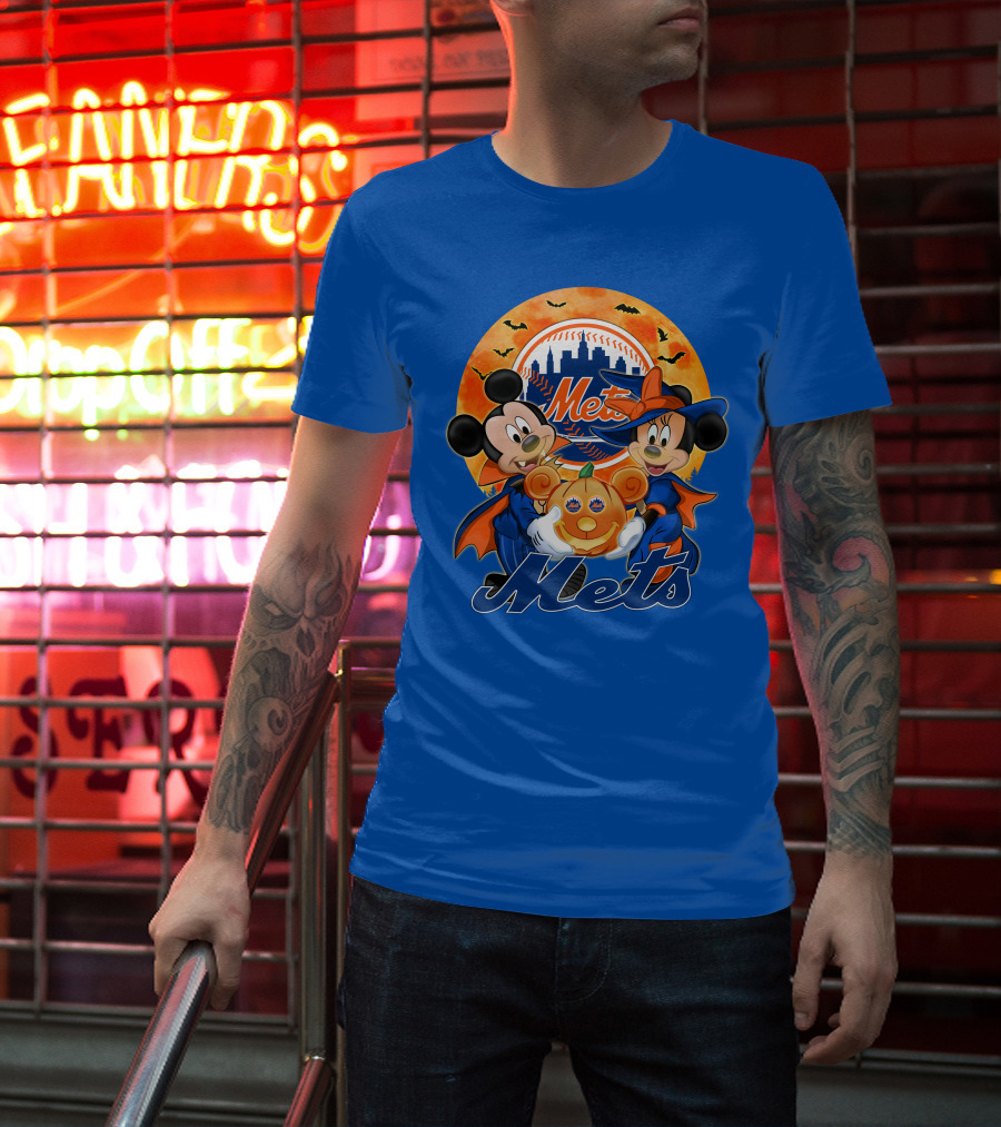 Mickey Minnie Mets Halloween Pumpkin Baseball Bats T-Shirt