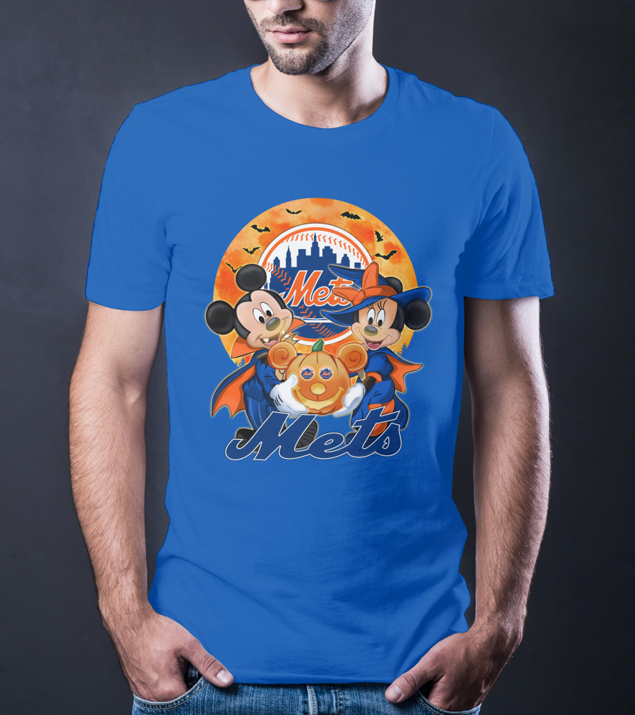 Mickey Minnie Mets Halloween Pumpkin Baseball Bats T-Shirt