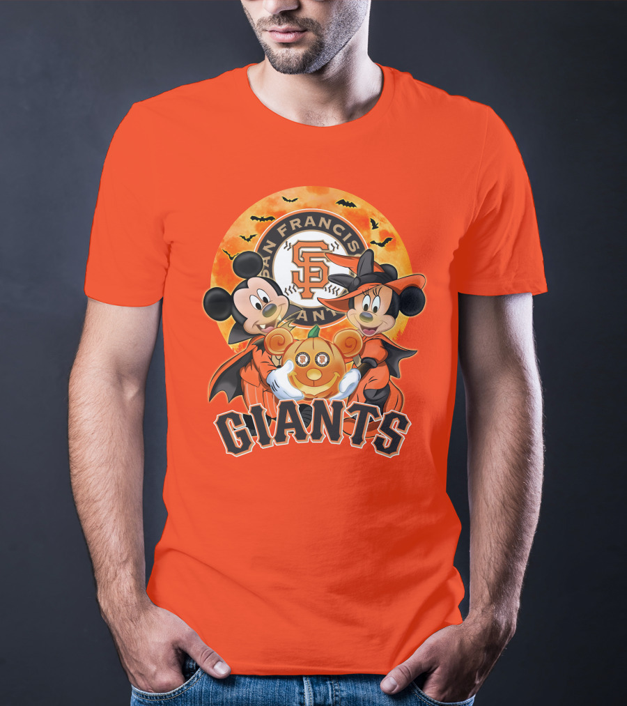 San Francisco Giants Halloween Mickey Mouse Minnie Mouse Pumpkin T-Shirt
