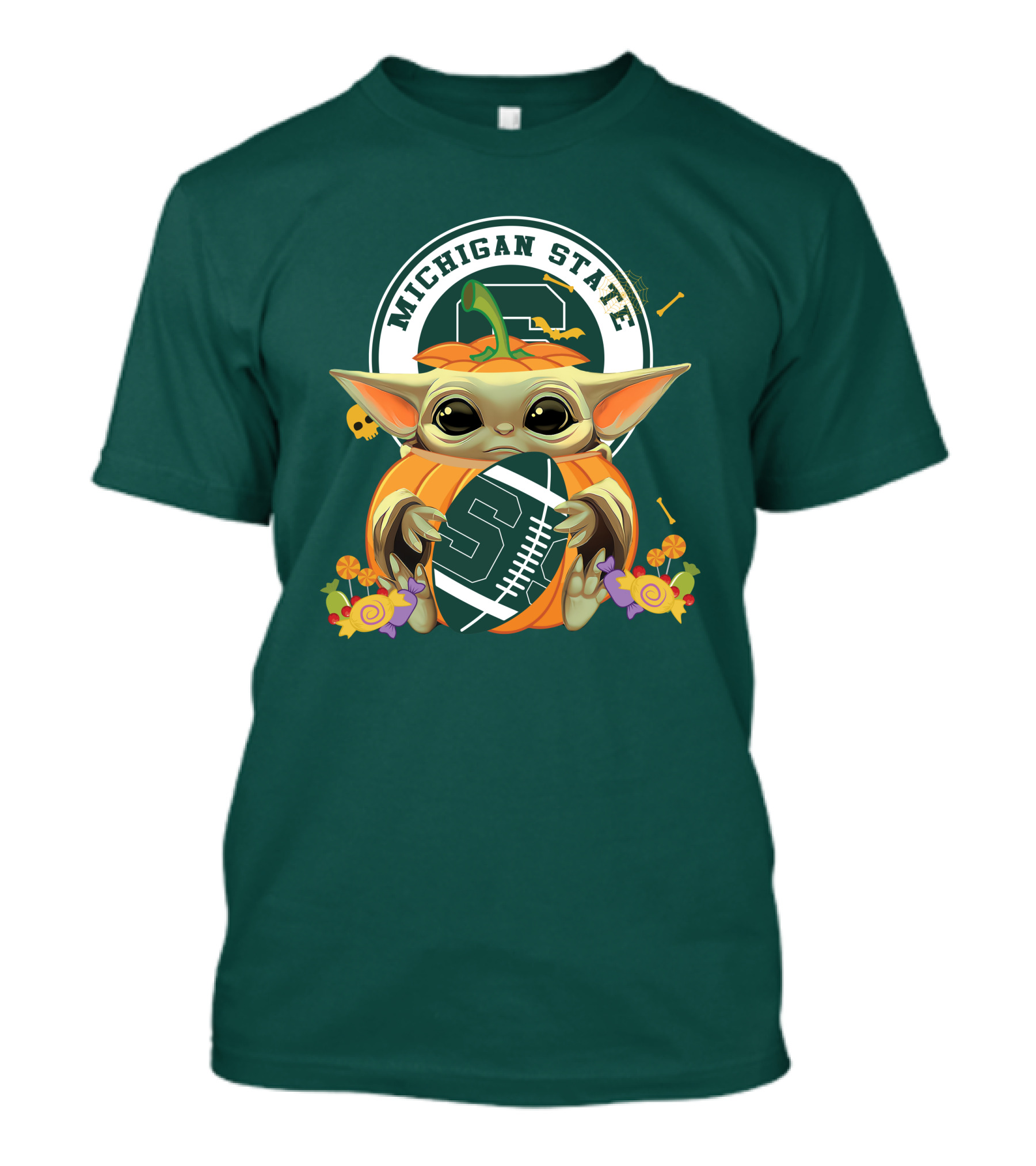Halloween Pumpkin Baby Yoda Michigan State Spartans T-Shirt