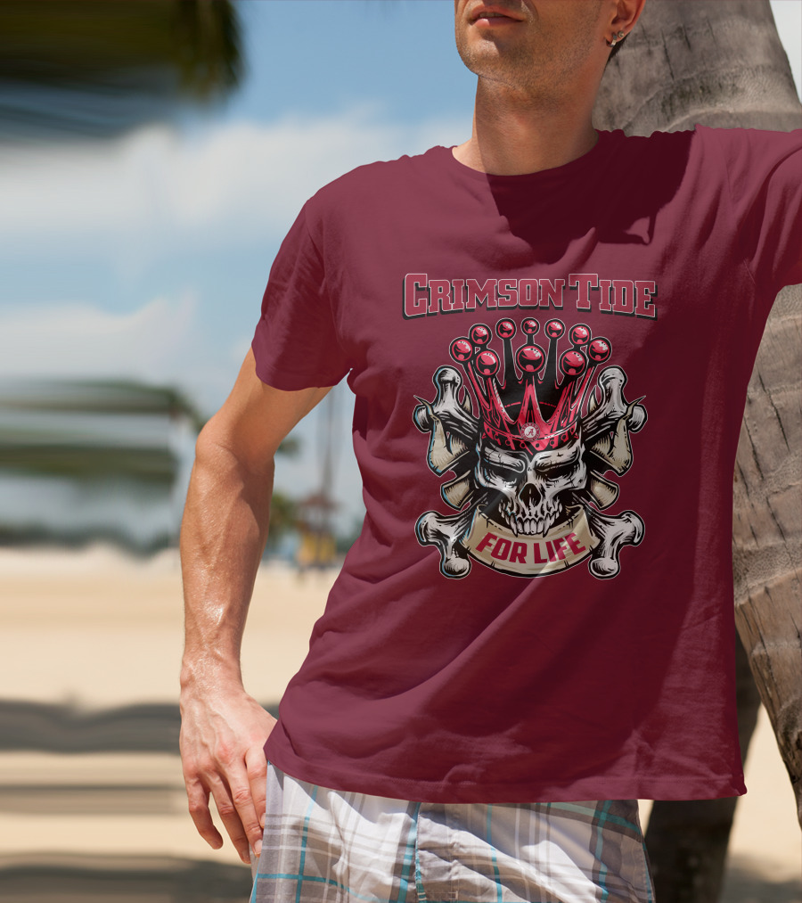 Crimson Tide Skull King For Life T-Shirt