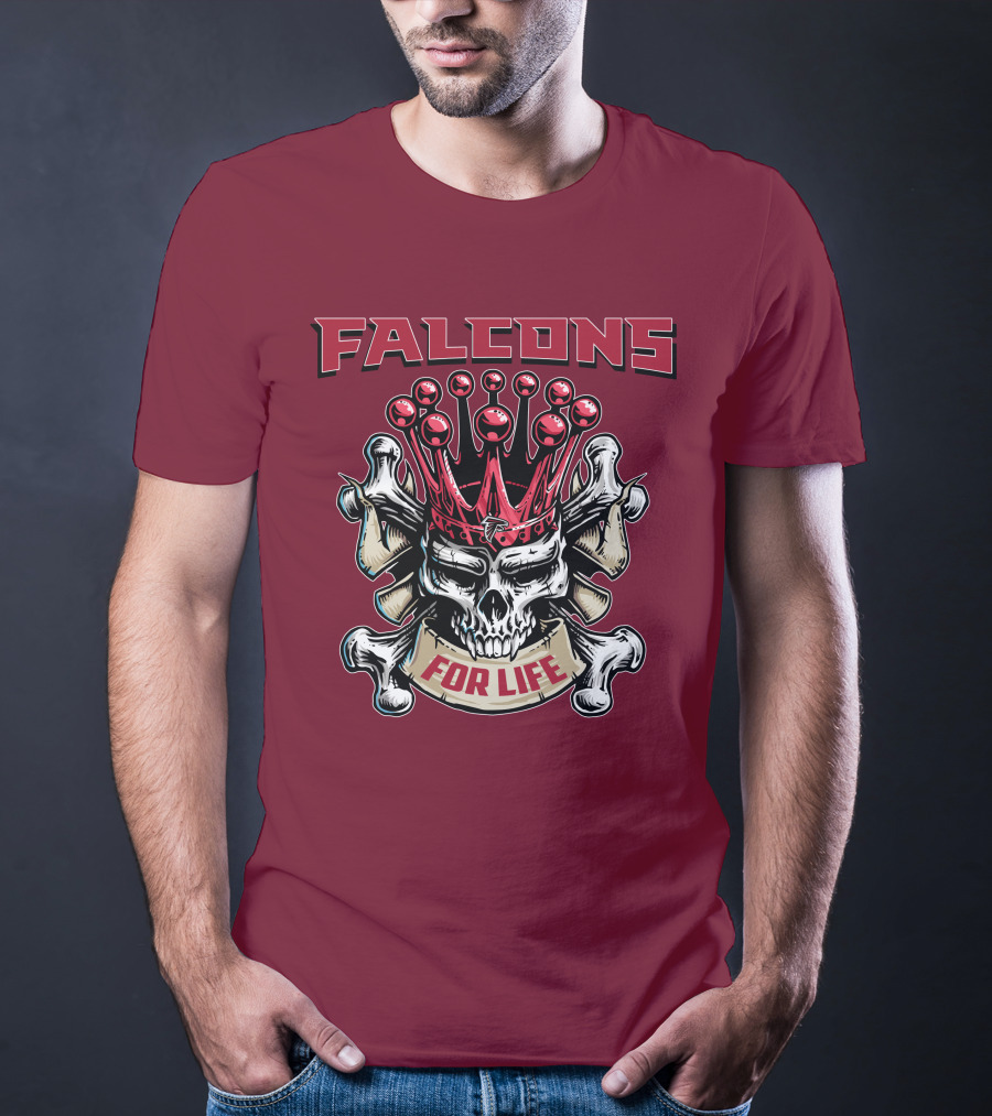 Falcons Skull King Crowned With Bones For Life T-Shirt