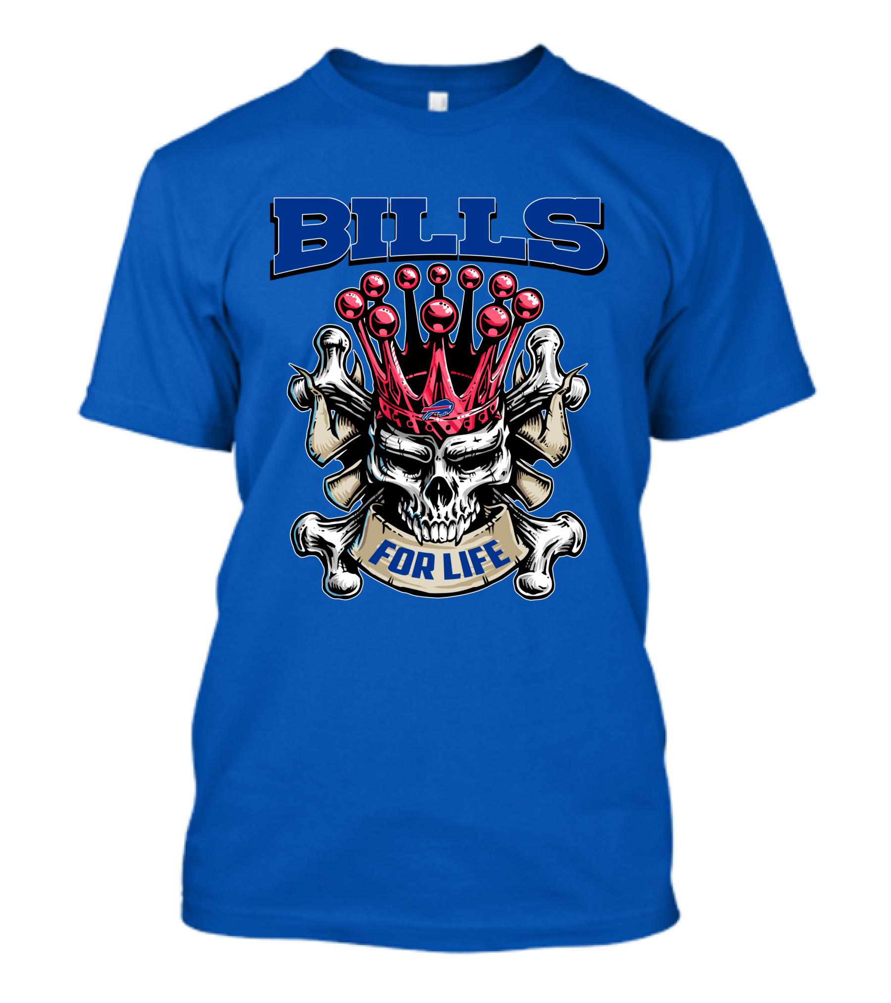 Buffalo Bills Skull King Crown For Life T-Shirt