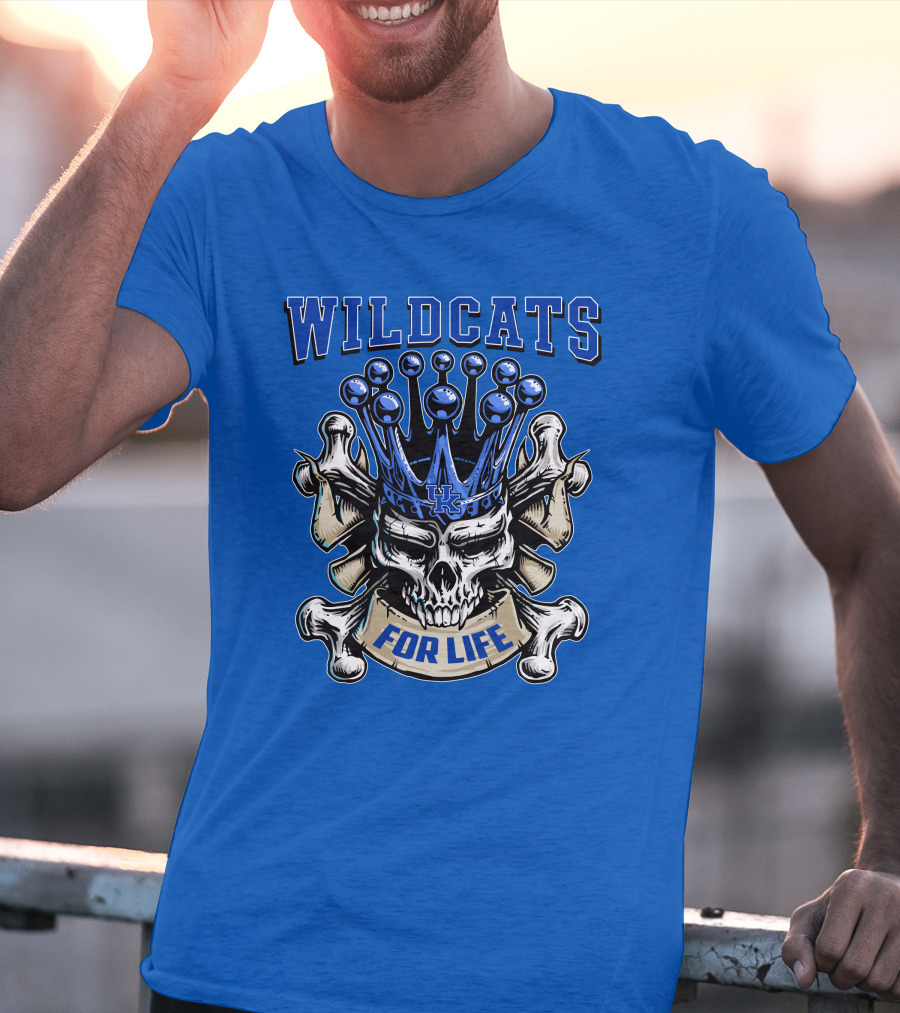 Wildcats For Life Skull King Kentucky Wildcats T-Shirt