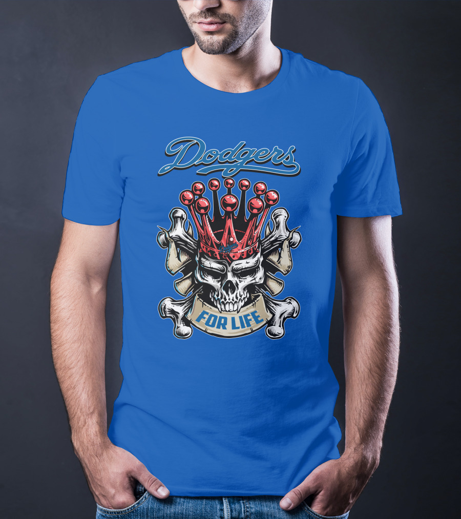 Dodgers Crowned Skull For Life T-Shirt