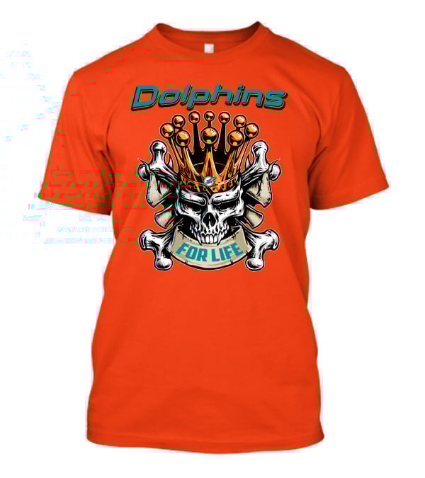 Dolphins Skull King Crown For Life T-Shirt