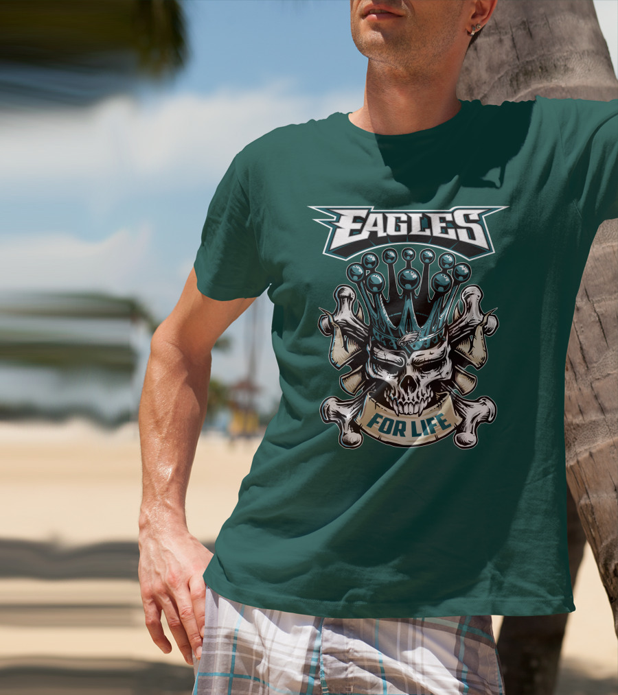 Eagles Skull King For Life Philadelphia Fan Dominion T-Shirt
