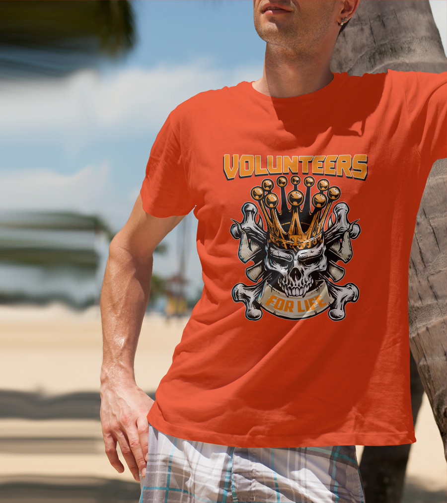 Volunteers Skull King Crown Tennessee For Life T-Shirt