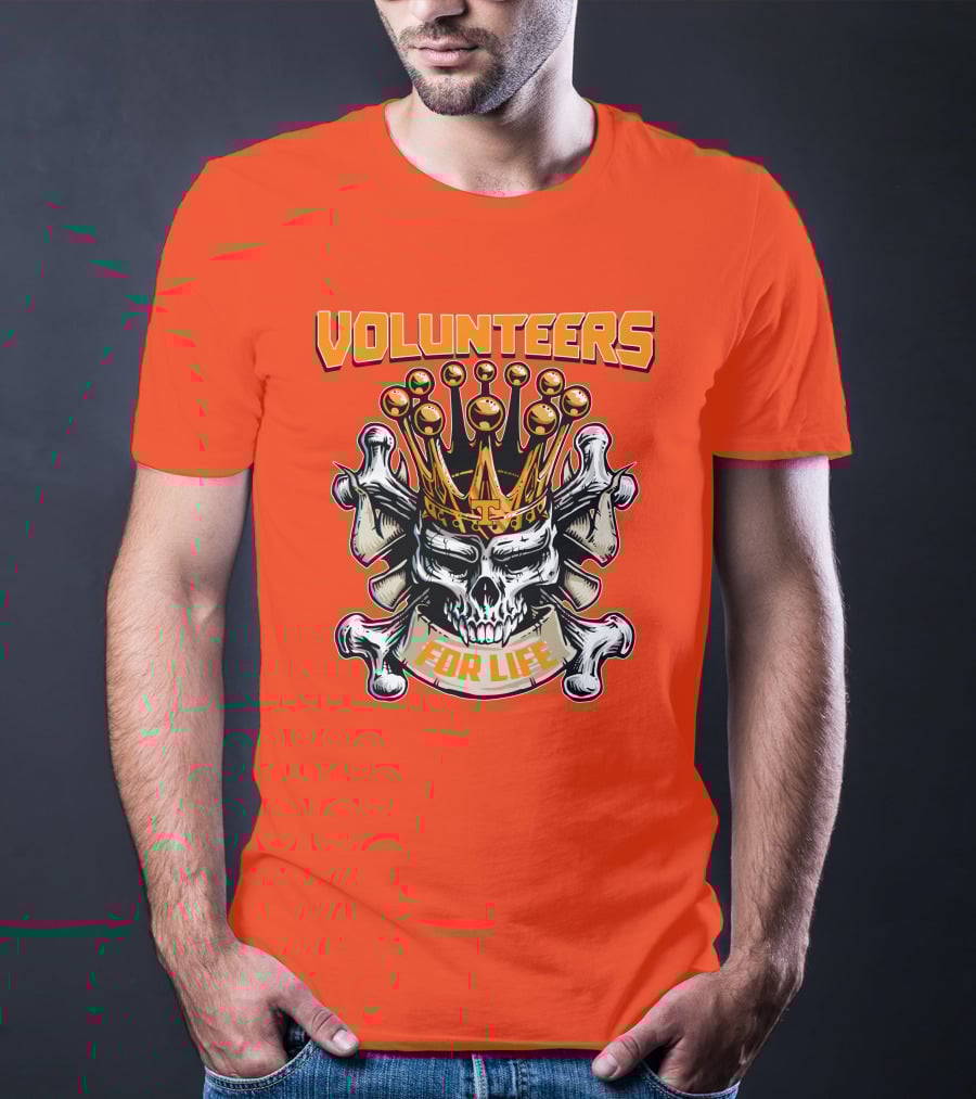 Volunteers Skull King Crown Tennessee For Life T-Shirt