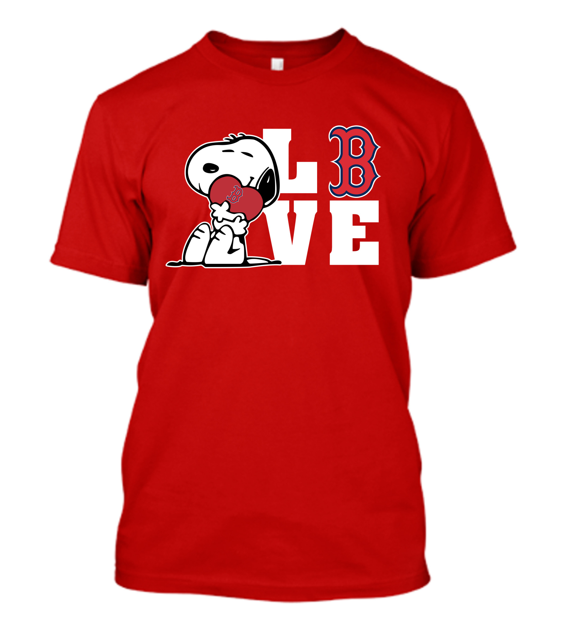 Snoopy Love Boston Red Sox B Logo Peanuts Baseball T-Shirt