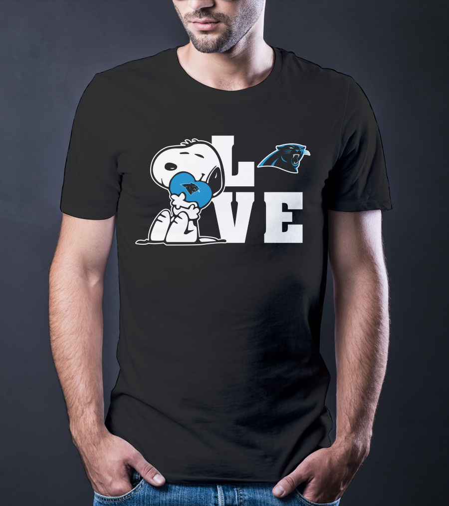 Snoopy Love Carolina Panthers Heart T-Shirt