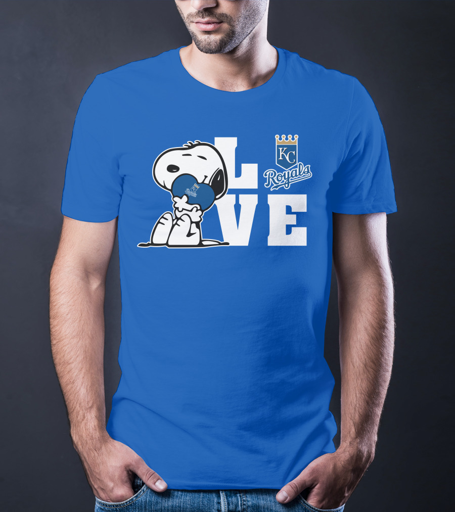 Snoopy Love Kc Royals With Heart T-Shirt
